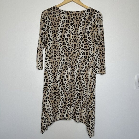 Chicos Tunic Animal Mix Top Leopard Size S Hi Lo Hem Exotic 3/4 sleeve - Picture 2 of 10